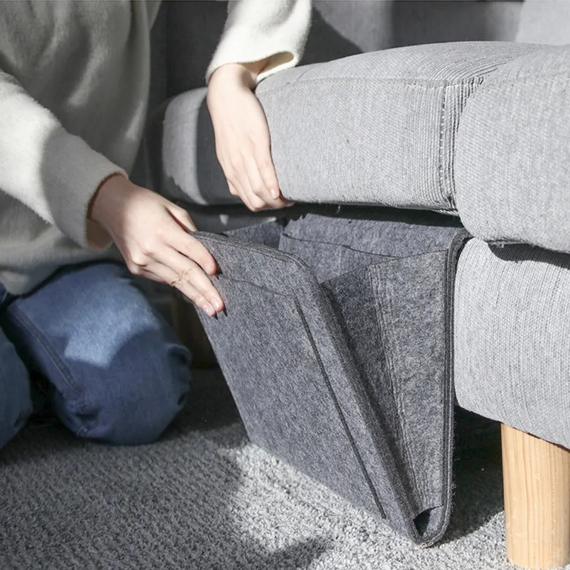 1PCS Felt Bedside Storage Bag Pouch Bed Desk Bag Sofa TV Remote Control Hanging Couch Storage Organizer Bed Holder Pockets