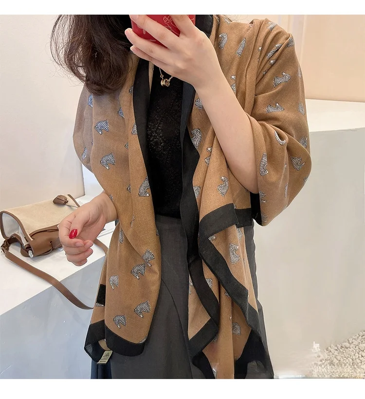 Hot selling multifunctional scarf women autumn and winter all-match pony head pattern long scarf shawl dual-use cotton and linen