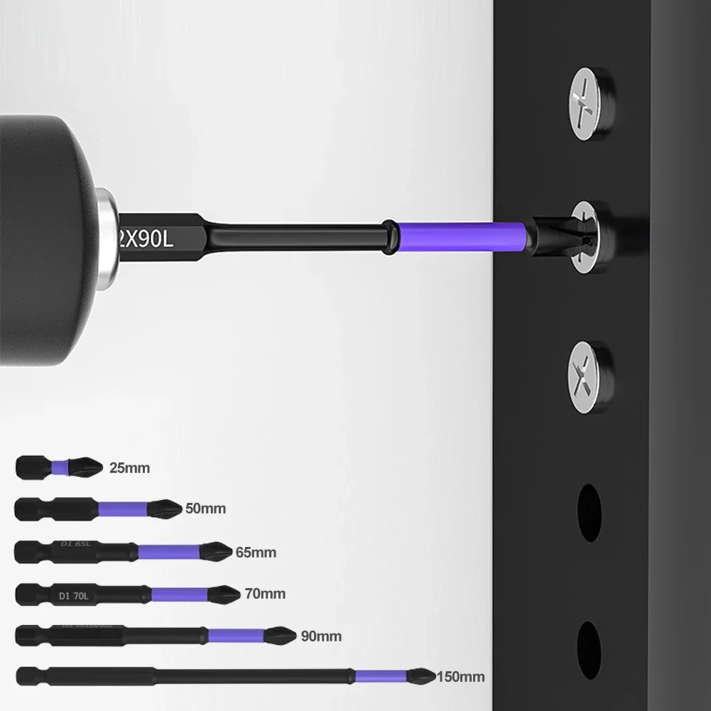 Non-Slip Impact Batch Head Strong Magnetic Cross High Torque Hardness Screw 25/50/65/70/90mm Waterproof PH2 Screwdriver Bit