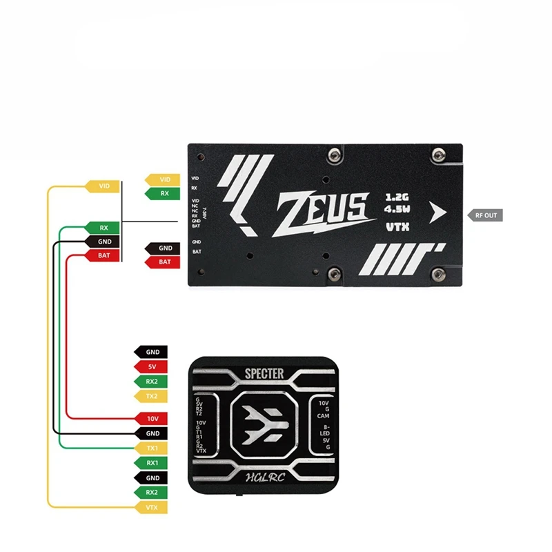 For HGLRC ZEUS 1.2G 4.5W VTX 8CH FPV Video Transmitter 25Mw/800Mw/4.5W For Long Range RC FPV Drone