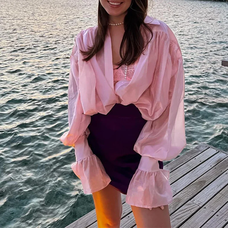 2025 Ladies Temperament Silk Slim Shirt Office Elegant Lapel Long Sleeved Solid Top Fashion High Street Single Breasted Blouses