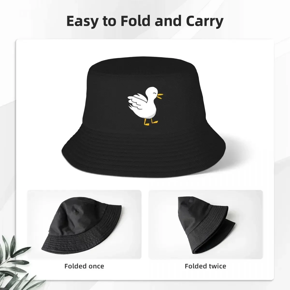 Great White Pekin Duck Flapping Wings Bucket Hat Panama For Man Woman Bob Hats Fashion Fisherman Hats Summer Beach Fishing Caps