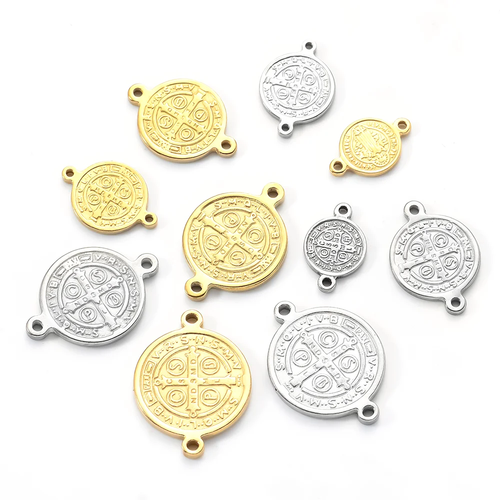 

5pcs/lot Fashion Catholic Christian Stainless Steel Jesus Charm For Jewelry Two Hole Connectors Making Religious Accessories