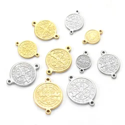5pcs/lot Fashion Catholic Christian Stainless Steel Jesus Charm For Jewelry Two Hole Connectors Making Religious Accessories