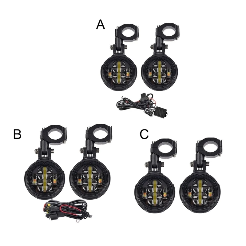 XA6H 2Pcs Universal Motorcycle Fog Lights Auxiliary Driving Light Aluminum Housing for Enhanced Visibility