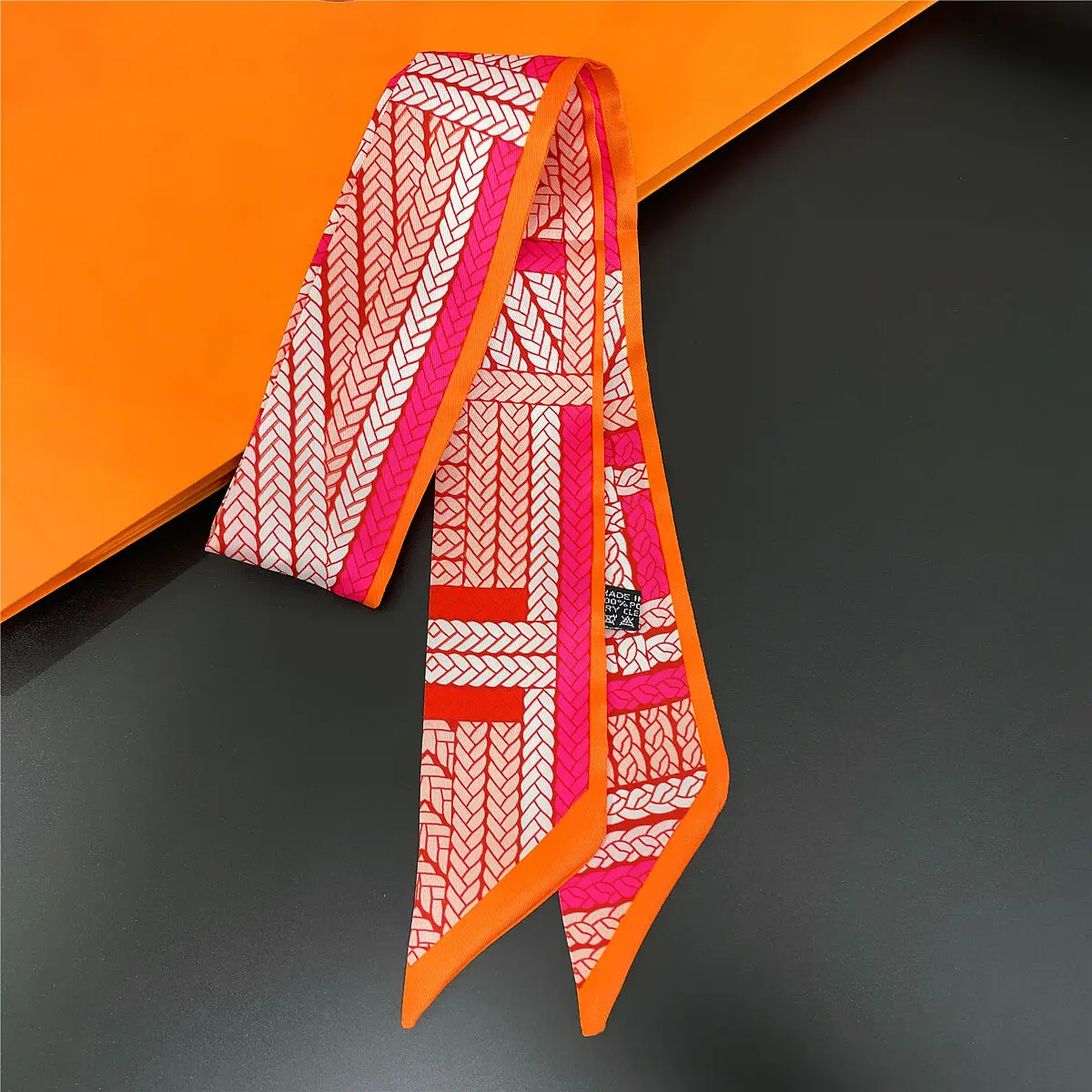 Blue Long Stripe Geometric Printed Scarf Women Silk Headband Scarves New Design Wrist Towel Foulards Neckerchief Lady Hijabs