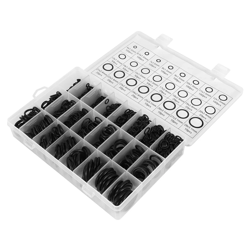 

AB47-1200 Pcs O Ring Kit,24 Sizes Nitrile Rubber O Rings Assortment Kit For Plumbing, Resist To Oil, Heat And High Pressure