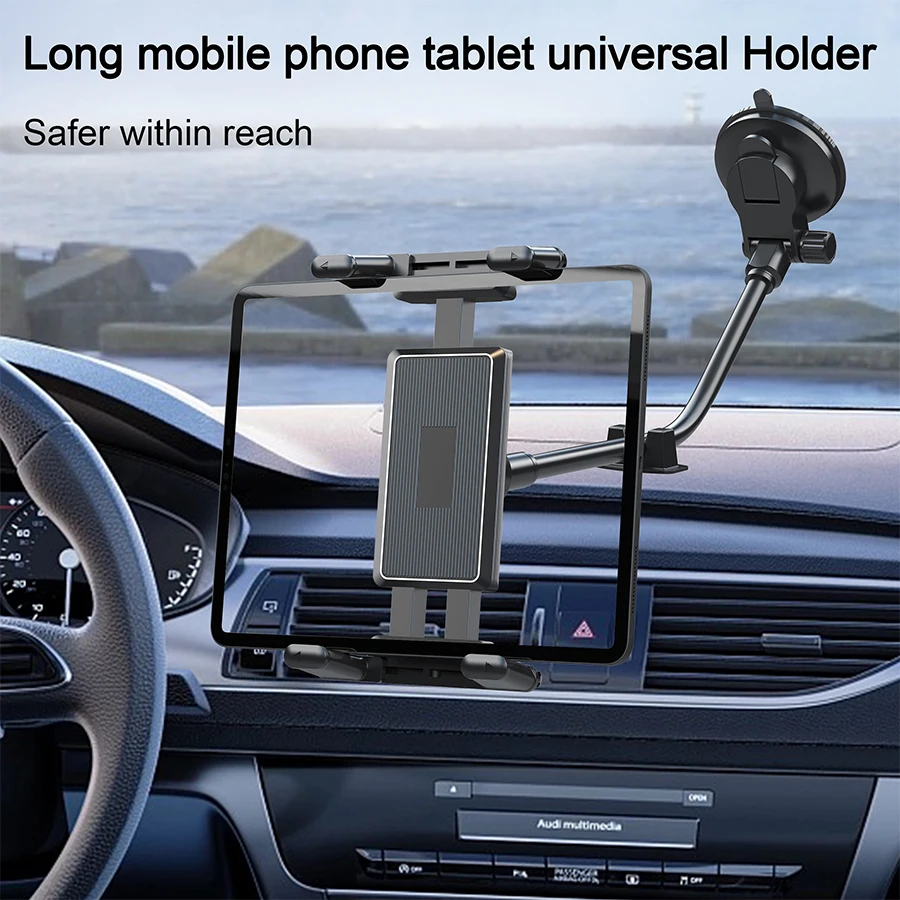 Dashboard Tablet Holder for Car Suction Cup Car Windshield Mount with Large Clamp for All 5"-15" Tablet and phone Devices