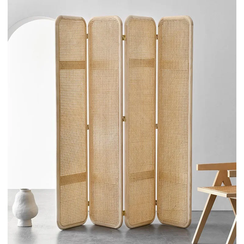 Factory Direct 2026 Japanese-style solid wood rattan screen partition living room simple home entry cover entrance new Chinese r