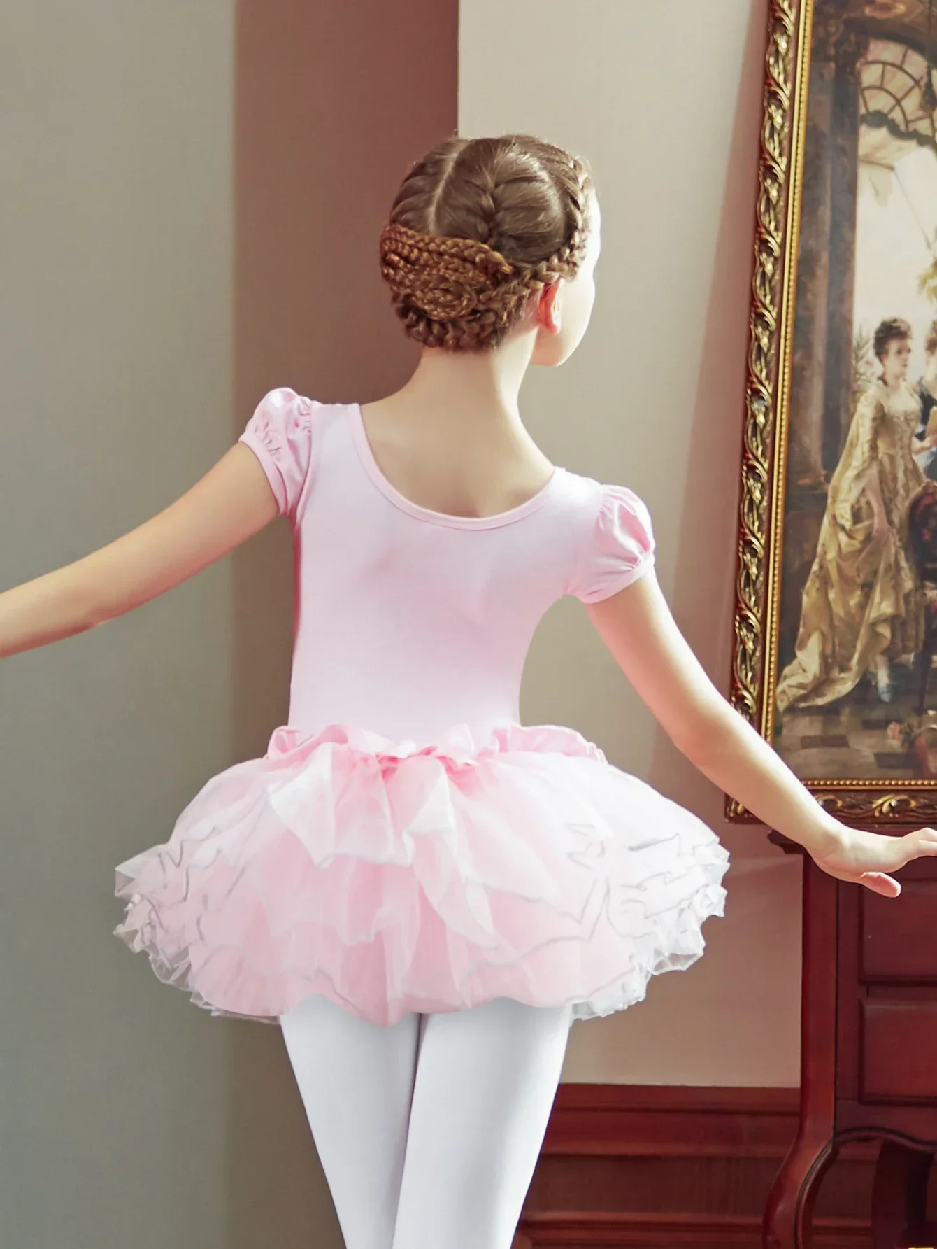 

Girl's Elegant Ballet Dress Short Sleeve Dance Wear Sports Skirt Kids Toddler Gymnastics Practice Dancing leotardos