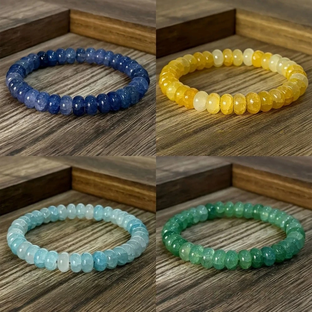 Multicolor Crystal Stone Abacus Beaded Bracelets for Women Men Aquamarine Lapis Lazuli Yellow Agate Healing Hand Jewelry Gifts