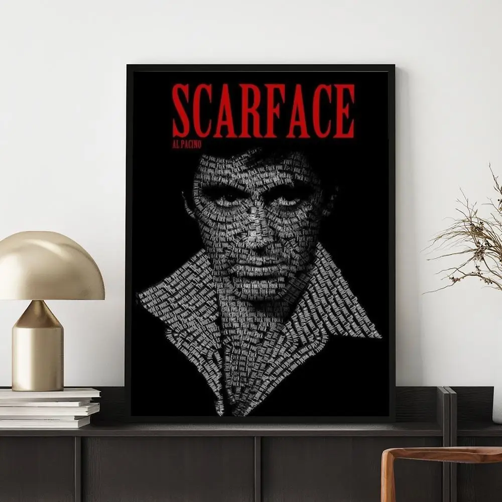 Film-S-Scarface-Poster, HD, vielseitig, wasserfest, Wanddekoration, selbstklebend, perfekt für jeden Raum und ideales Geschenk