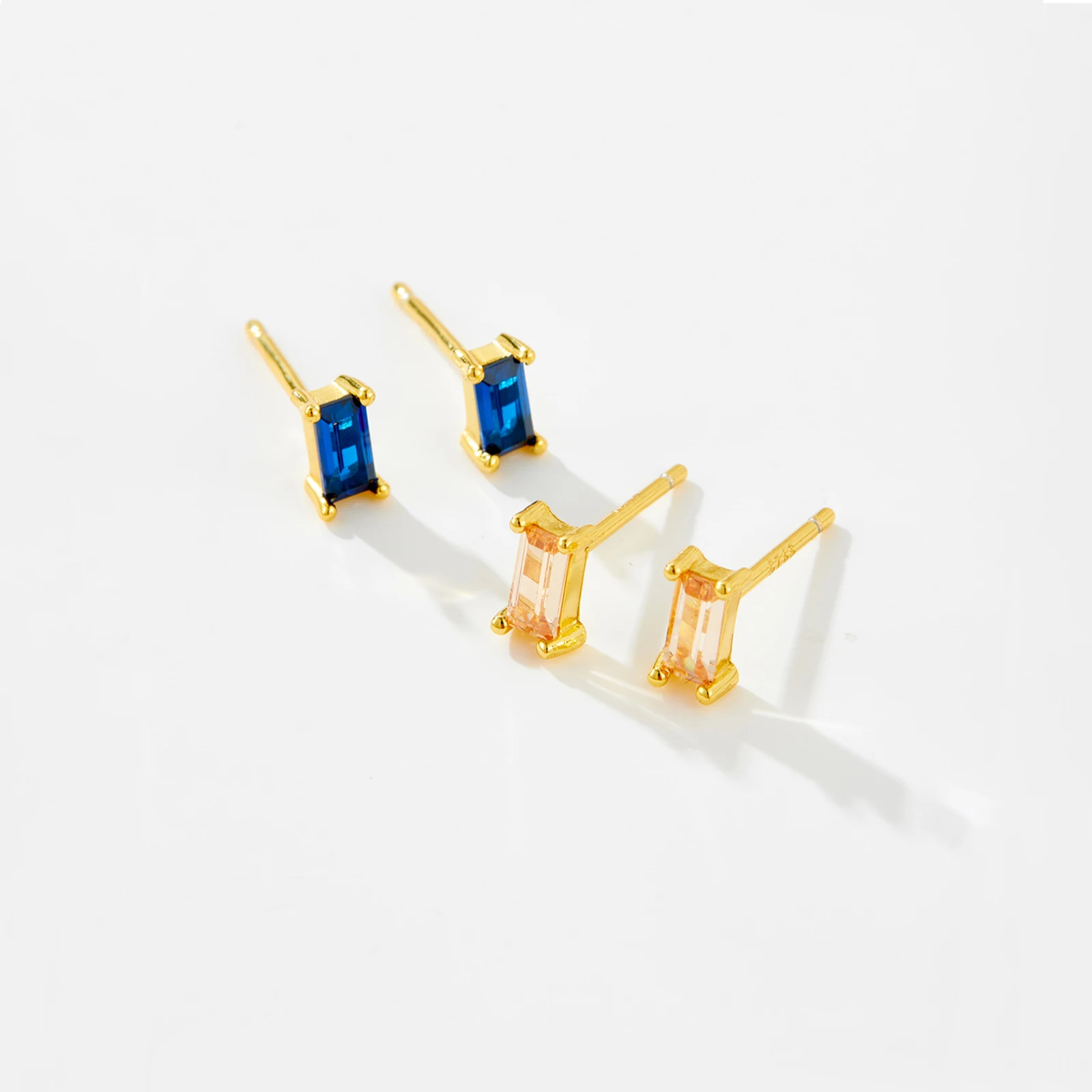ANDYWEN 925 Sterling Silver Colorful Rainbow Square Stud Earring White Purple Gemstone Piercing Ohrringe Pendiente Fine Jewelry