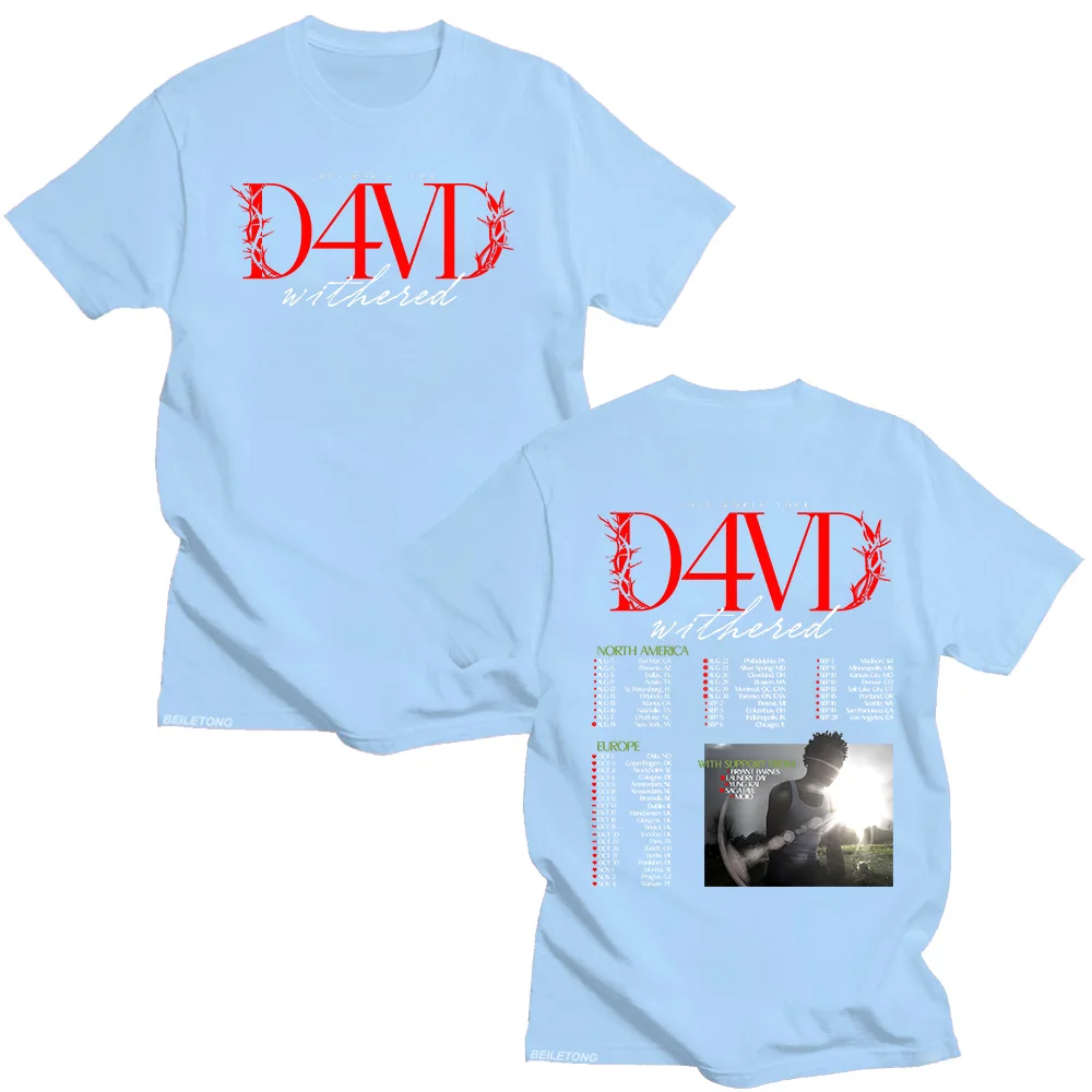 D4vd Withered 2025 World Tour T-shirt Men Women Hip Hop Tops