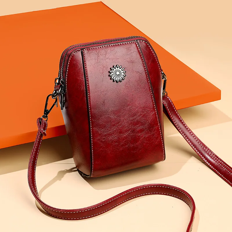 

Sling bag 2025 new soft leather mobile phone bag, women's crossbody mini bag, vertical style for holding mobile phone small bag