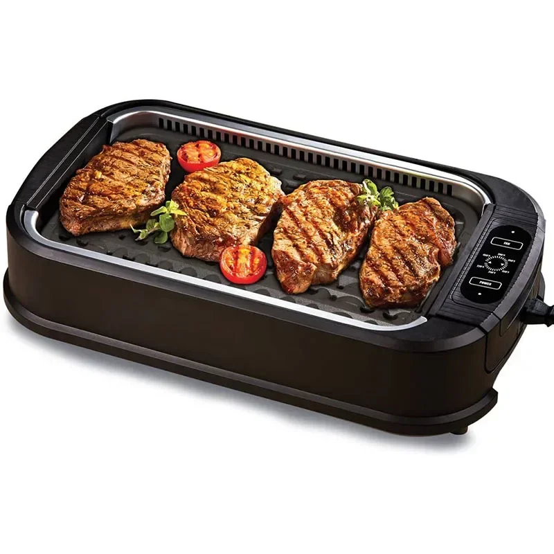 Upgraded Smoke-free Electric Grill Plate For Home Use With An All-in-one Pan For Barbecue  Smoke-free Patent