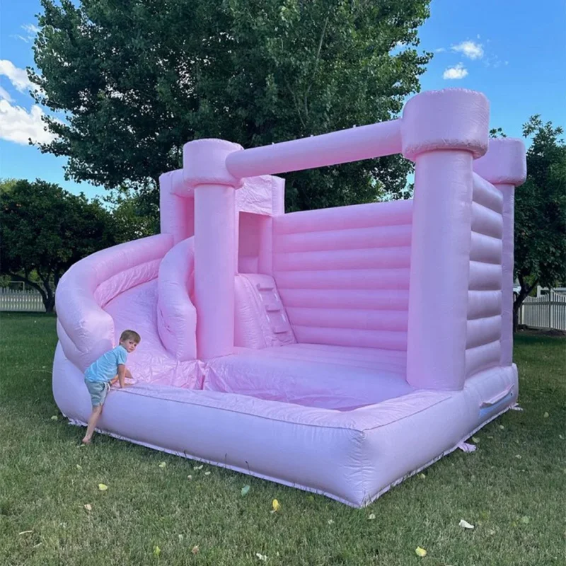 Custom Pink Castle Inflatable Bounce House with Water Slide Pool Suitable for Kids