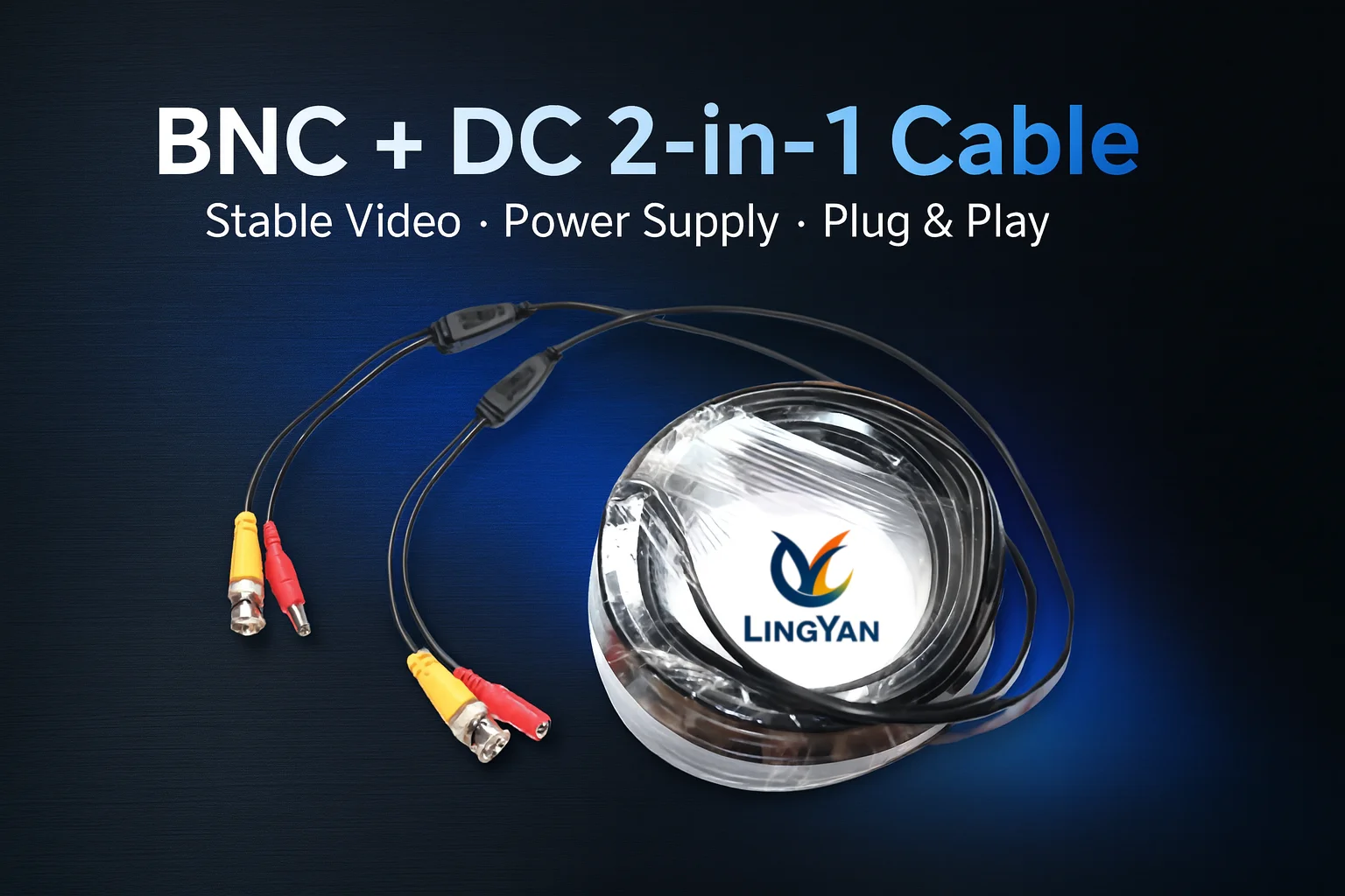 Winter Use Stable 2 in 1 BNC DC Power CCTV Cable 5m-30m Long Distance For Home For Shop Security Cameras