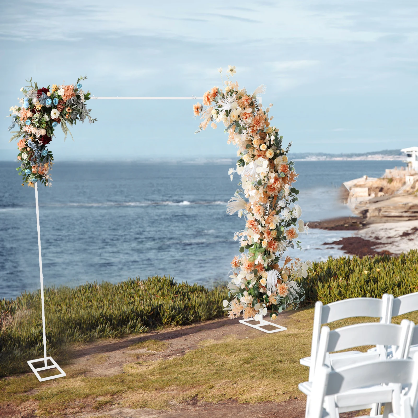 

Металлическая свадебная стойка 2,4*2,4 м, стойка для свадебного фона, арка для свадеб и дней рождения - белая