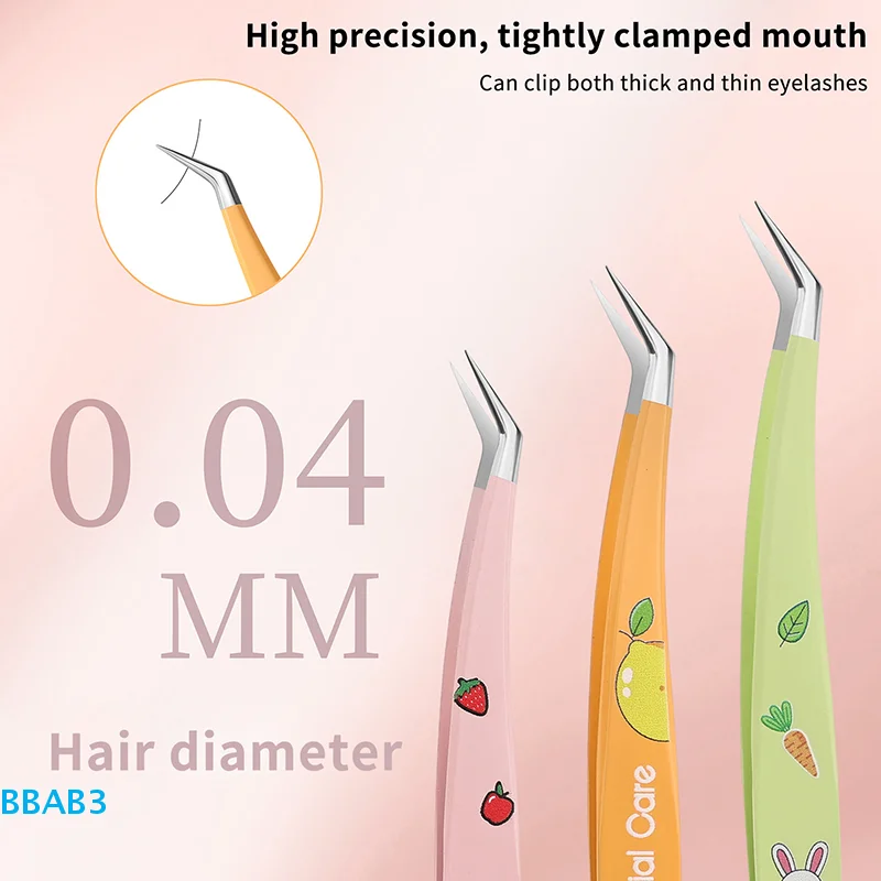 【B】False Eyelash Tweezers Lash Extension Stainless Steel Scrapbook Sticker Tape Picking Straight Head Elbow Tweezers DIY Crafts