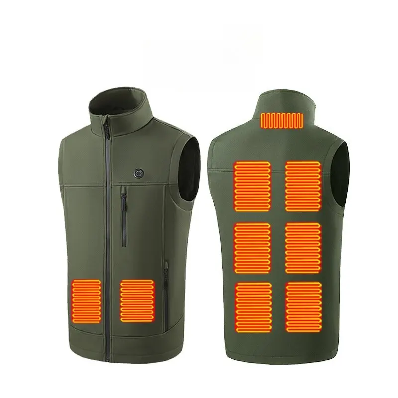 Men Women 9 Zones Heated Vest USB Charging Heating Jacket Washable Winter Thermal Waistcoat for Fishing Skiing Hiking Outdoor