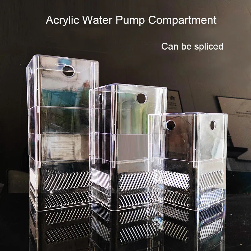 Splicable Acrylic Water Pump Compartment Stackable Filter Box for All Kinds of Pumps with Filter Grille