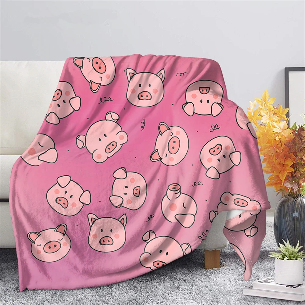 Warm Bedroom Throw Blanket on Bed Sofa Bedding Travel Sherpa Blankets for Adult Kids Quilt Cute Pig Pink Fleece Blanket