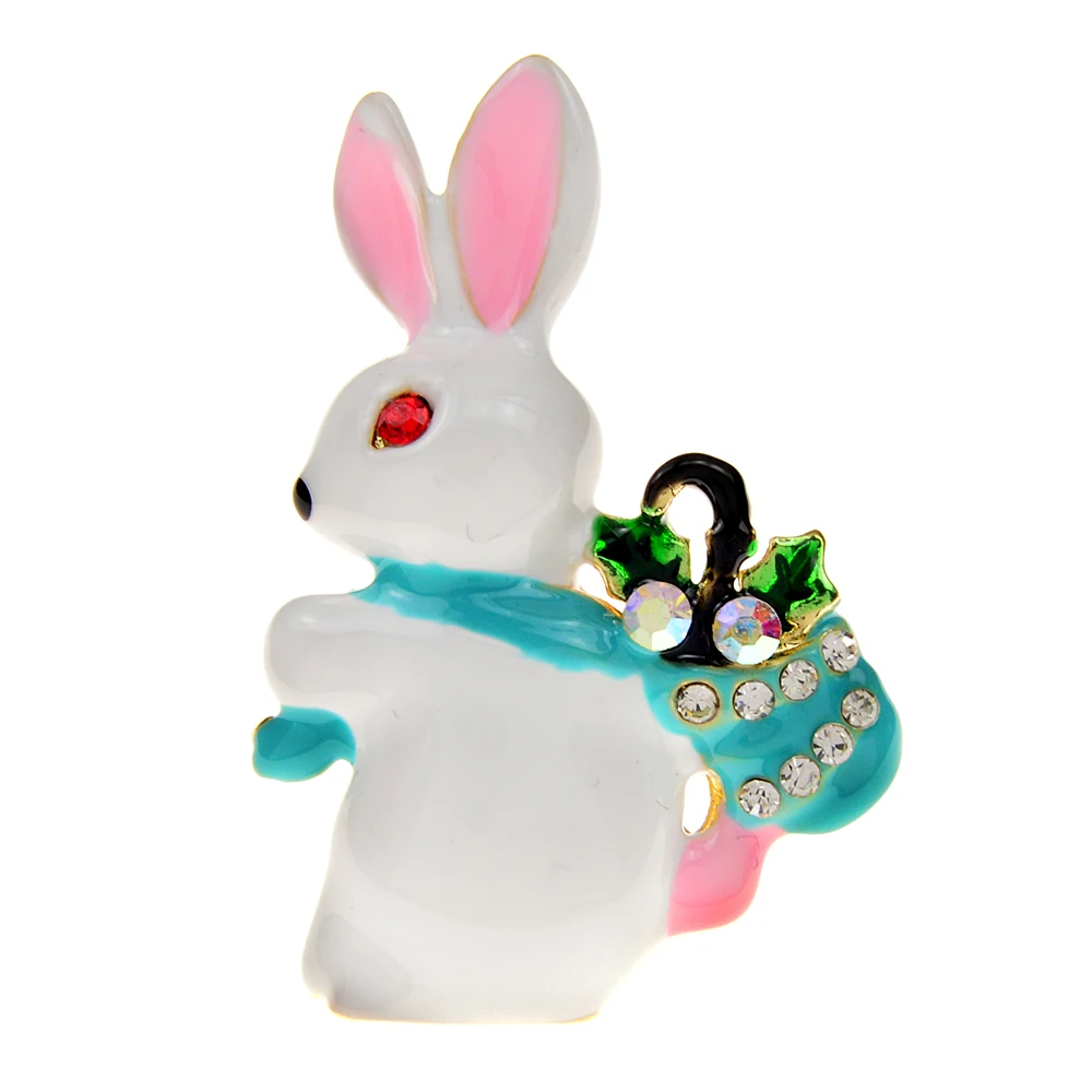 CINDY XIANG New Arrival Cute Rabbite Brooches For Women 3 Colors Available Fashion Animal Pin Rhinestone Jewelry