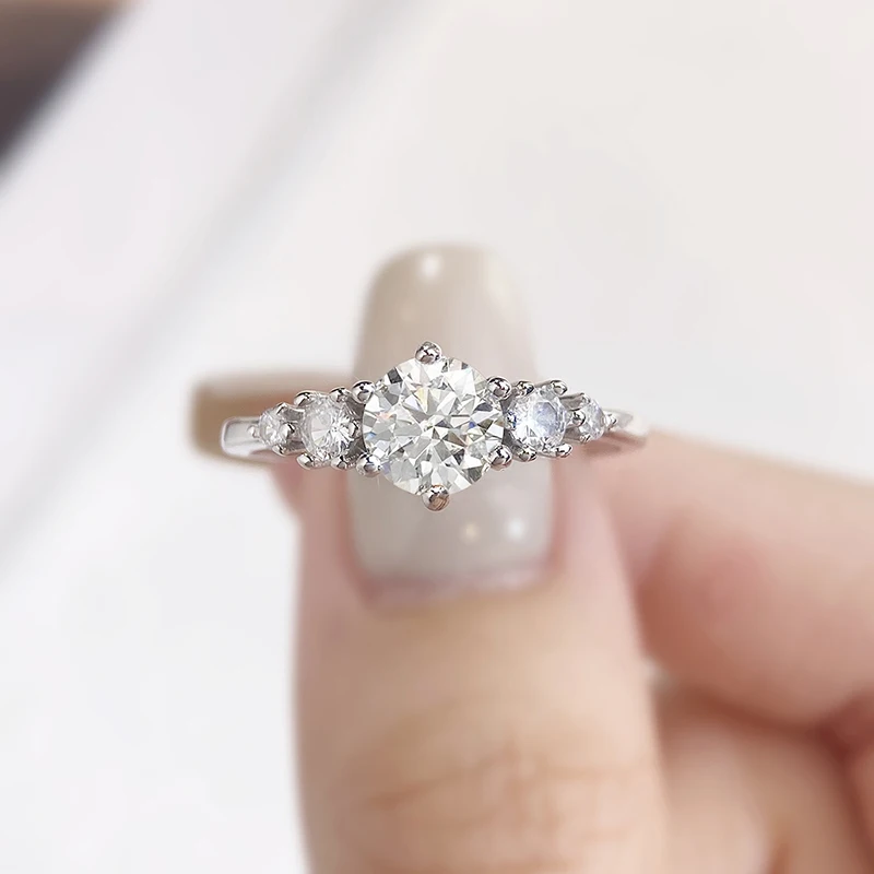 

Сертифицированные DWJ 1CT обручальные кольца с настоящим муассанитом и бриллиантами для женщин, стерлинговое серебро 925 пробы, свадебные ювелирные изделия высокого качества