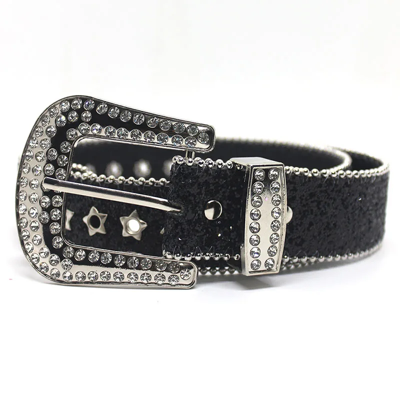 mens casual rhinestone belts soft leather studded belt party banquet dress women stylish waistband pin buckle strapon designer