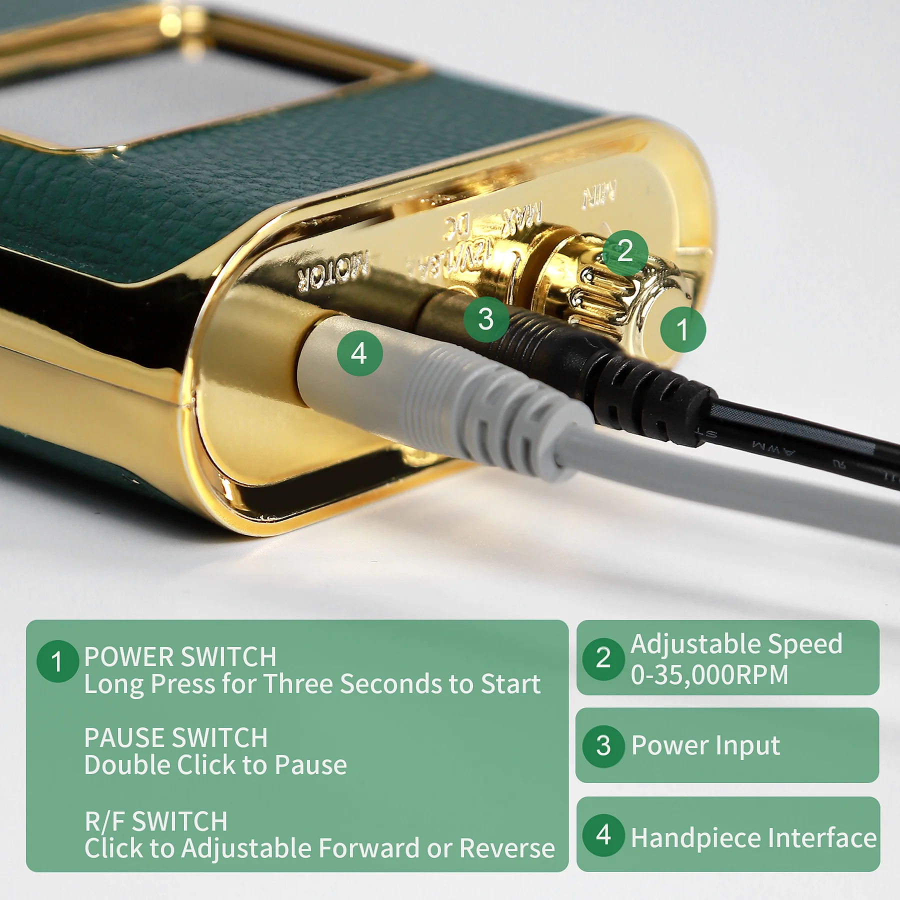 LUGX Professioneller Nagelbohrer, 35.000 U/min, Maniküre-Gel, Acryl, kabellos, wiederaufladbar, elektrisch, tragbar, Nagelbohrmaschine