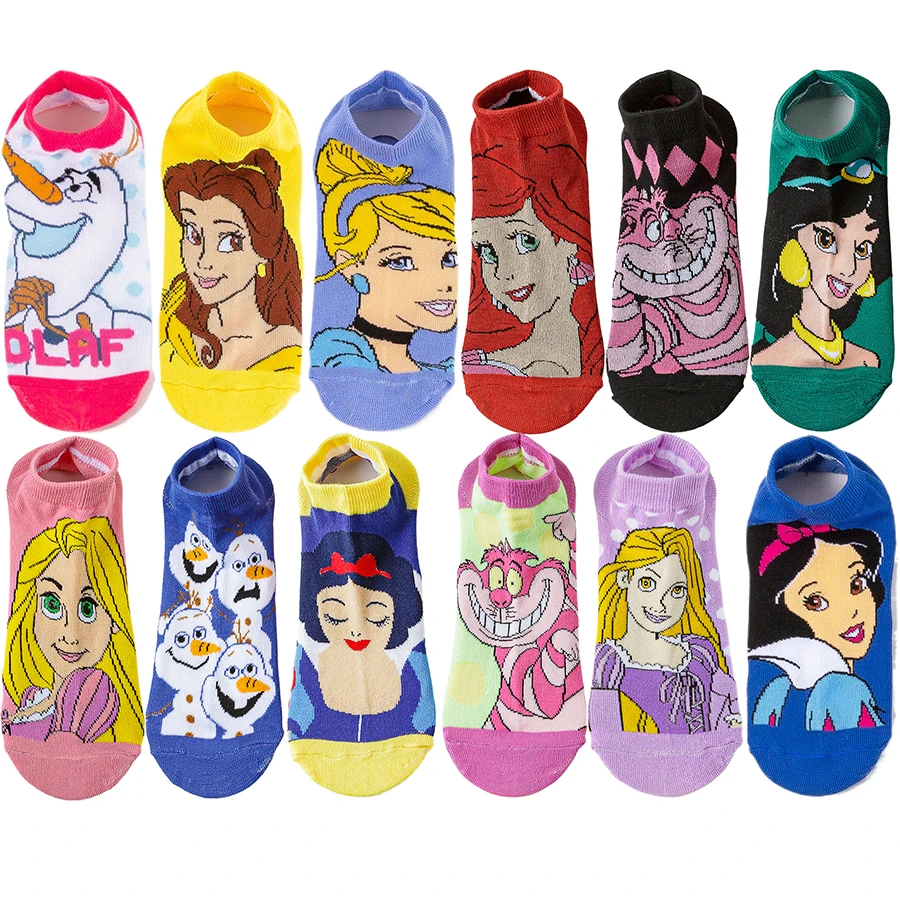 MINISO Disney Cartoon Anime Gamers Christmas Halloween Novelty Funny Happy Crazy Socks Men Women Short Boat Calcetines