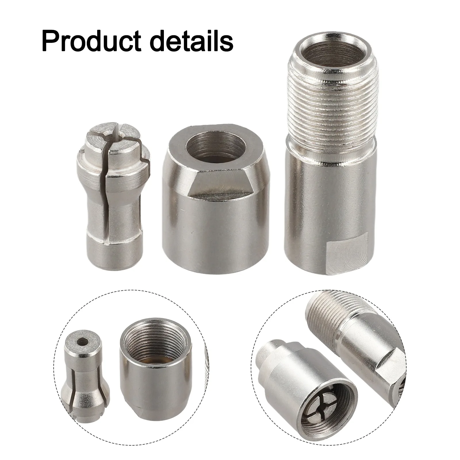 Threaded Angle Grinder to Straight Grinder Adapter 3mm/6mm Chuck Metal Conversion Tool for Grinding and Polishing Applications