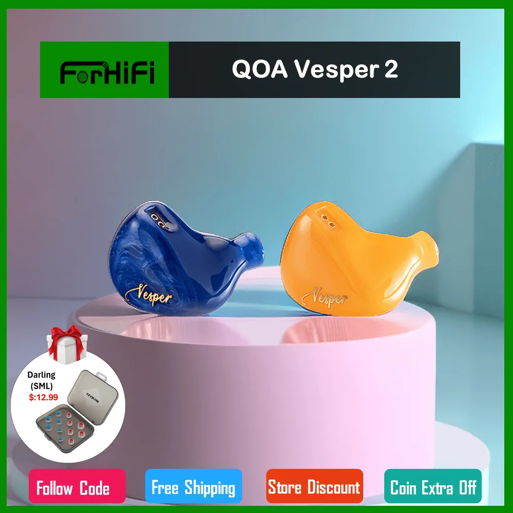 QOA Vesper 2 Resin HIFI In-ear Earphone Monitor 1DD+1 Knowles BA Hybrid Driver Unit Audiophile Earbud Detachable 0.78 2Pin Cable