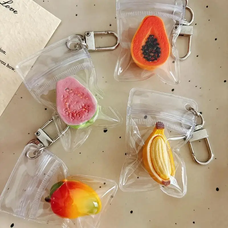 New 1Pcs Simulation Guava, Banana, Papaya, And Mango Fruit Keychain, Bag Charm, Creative Backpack Pendant, And Small Gift