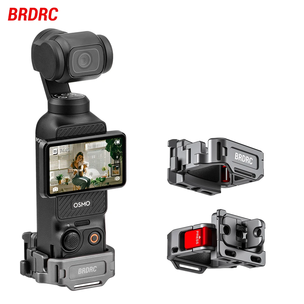 

BRDRC Extension Frame Adapter for DJI Pocket 3 Camera 1/4 Screw Hole Cold Shoe Aluminum Alloy Bracket Quick Release Accessory