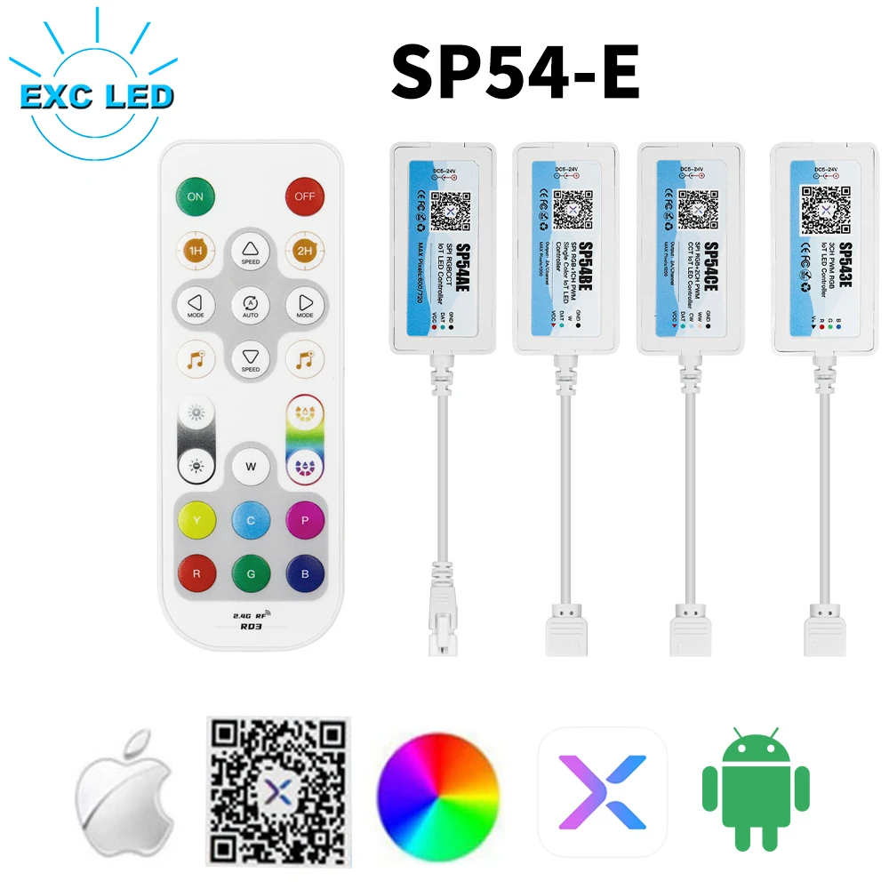 WS2812B WS2811 WS2814 SK6812 5050 Pixel RGB LED Strip Lighting Controller WIFI Bluetooth Remote Control Alexa Google Home 5-24V