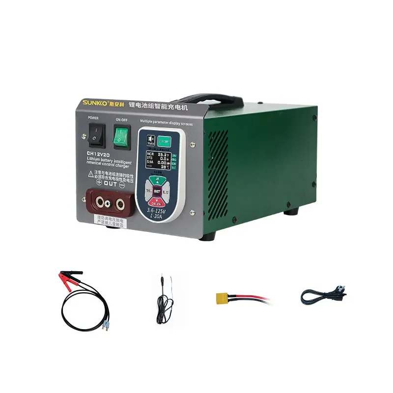 

2026 SUNKKO CH12V20 125V/20A Professional Lithium Battery Pack Intelligent Charger for Li-ion/LifePO4 Battery Modules