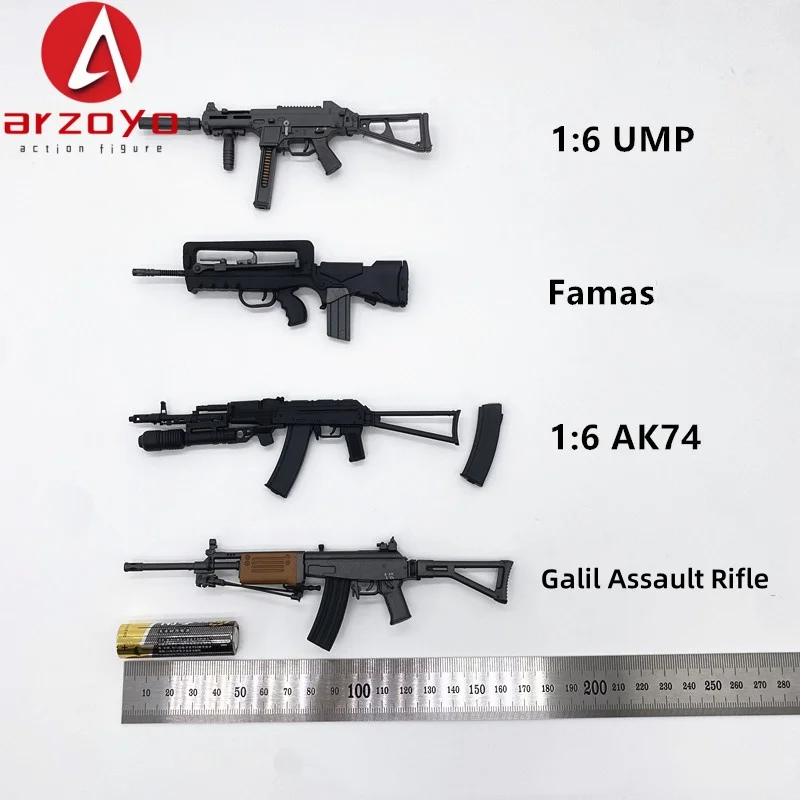 1/6 스케일 PVC AK74 UMP FAMAS 어썰트 라이플 스나이퍼 라이플 모델 군인 총 모델 6인치 액션 피규어 바디 컬렉션용