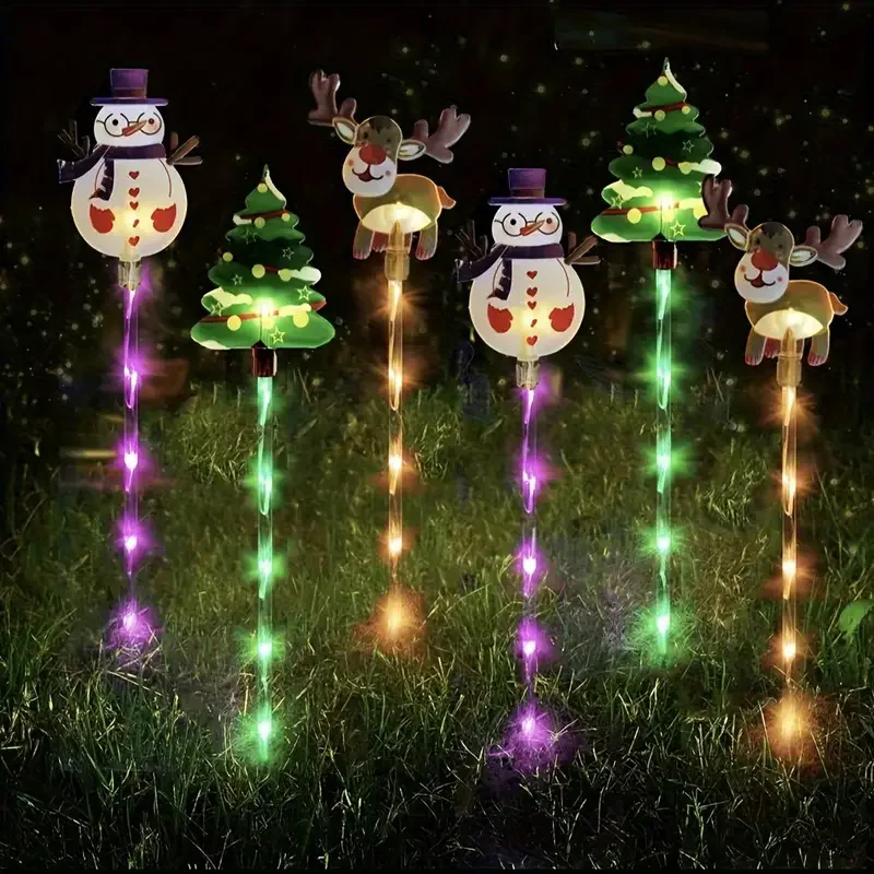 6 uds luces de estaca de Navidad con energía Solar 2024 decoración navideña Solar luces LED al aire libre impermeable jardín pasarela vacaciones 871