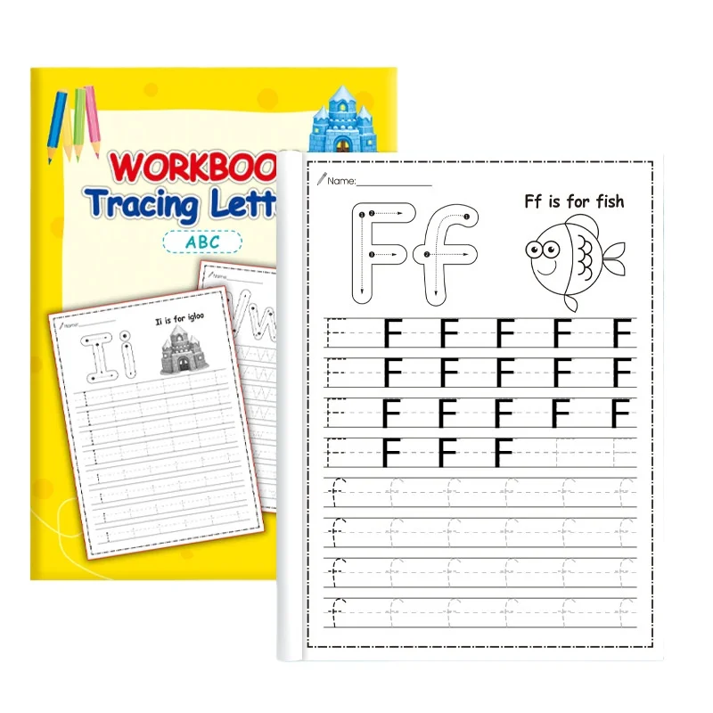 Englische ABC-Buchstaben, Großbuchstaben, Kleinbuch, rotes Zeichenbuch, Stiftkontrolltraining, verbunden mit Handschrift-Übungsbuch für Kinder