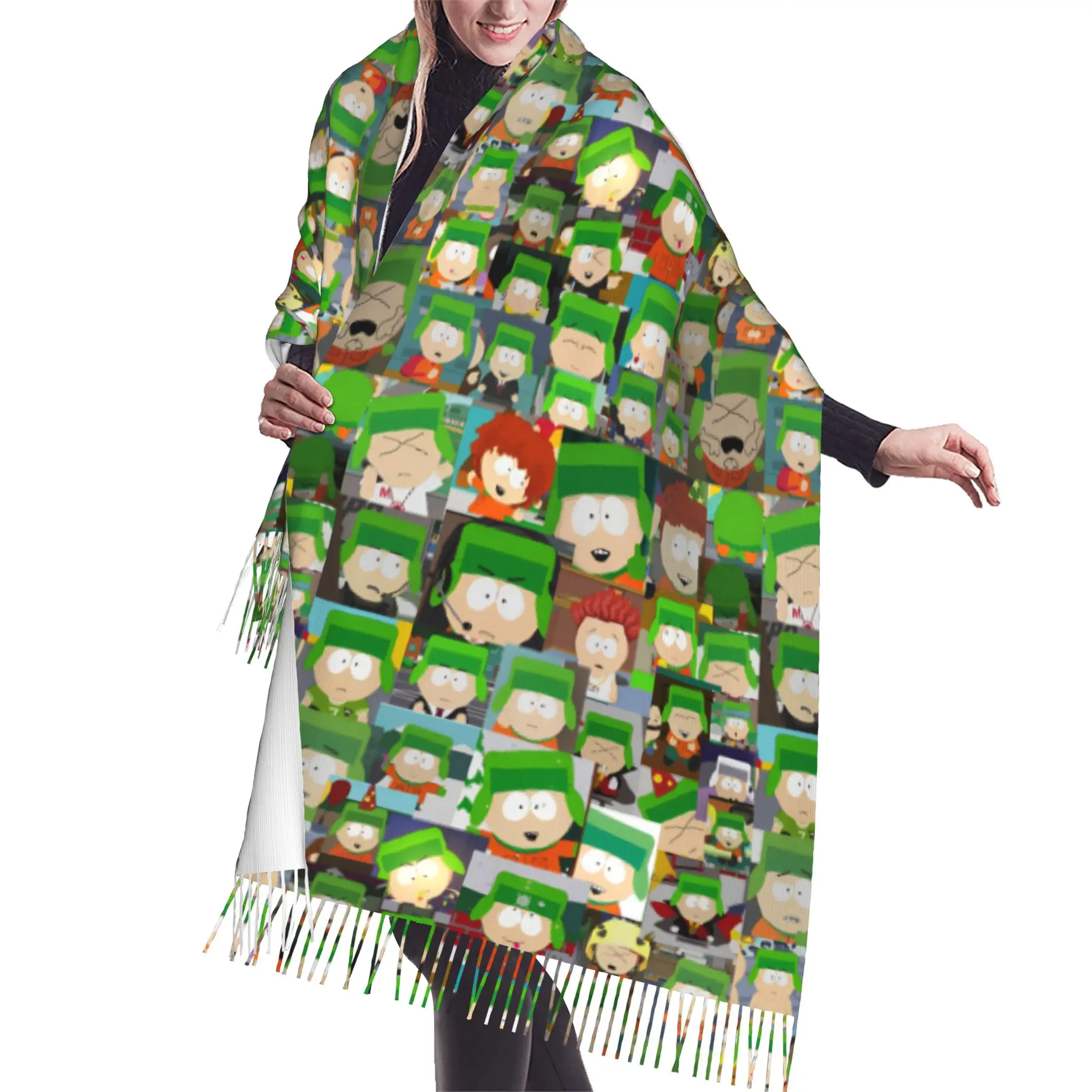Custom Ladies Long E-Ericed Anime Scarves Women Winter Fall Soft Warm Tassel Shawl Wraps Kennyed Kyled Staned Scarf