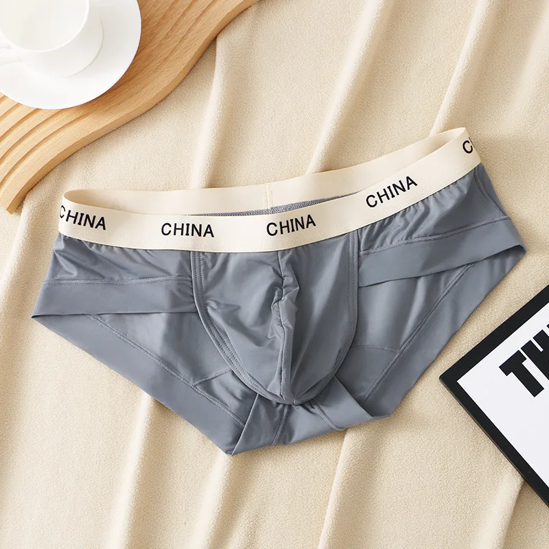 Bulge Pouch Briefs Men Sexy Underpants Ice Silk Seamless Underwear Breathable Panties Men Soft Lingerie Penis Pocket Knickers