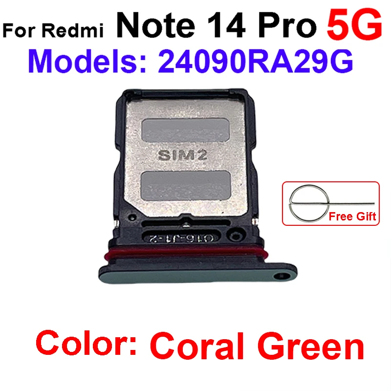 Sim Card Tray Adapter For Xiaomi Redmi Note 14  Note 14 Pro 4G 5G Note 14 Pro+ Plus SIM Card Holder Card Reader Connector Repair