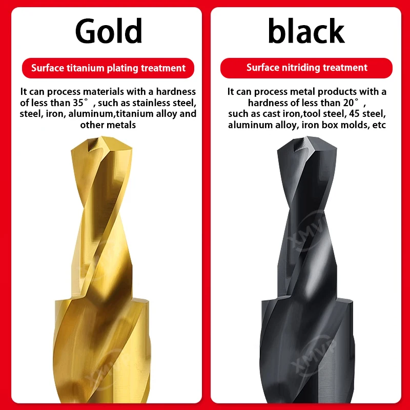 Titanium-coated two-stage step drill bit,90-degree step drill,stainless steel variable diameter expansion hole mother countersun