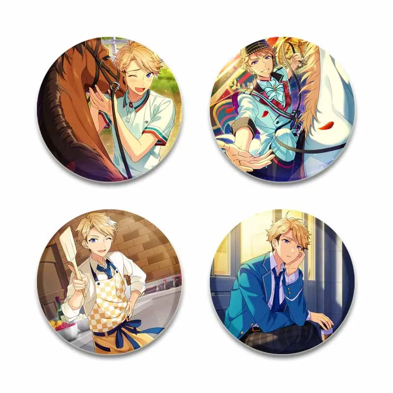 Ensemble Stars Arashi Narukami Badge Cartoon Idol Round Brooches Creative Anime Brooch Pins for Backpack Clothing Hat Fans Gifts