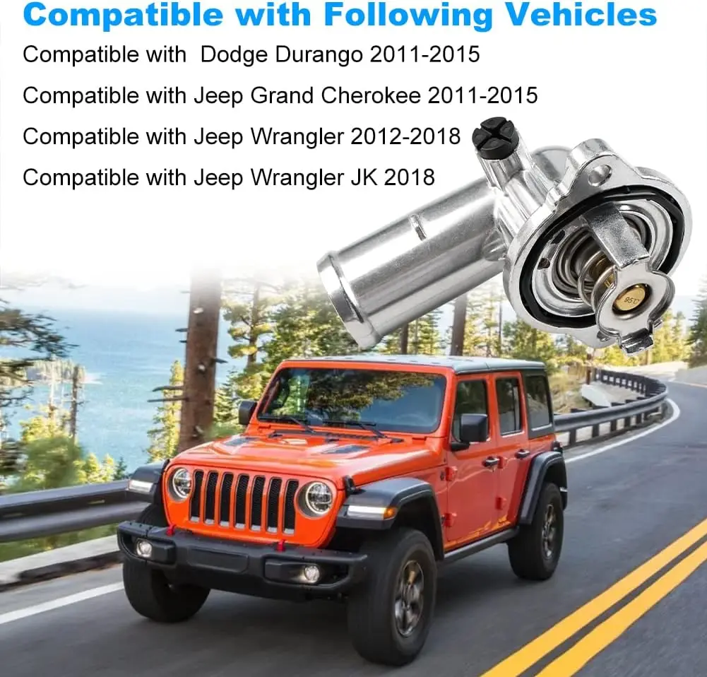 5184651AG Coolant Aluminum Thermostat Housing For Jeep Wrangler JK 2018 Grand Cherokee 2011-2020 Dodge Durango 2011-2015 Coolant