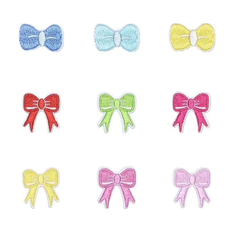 

39BB 18pack Small Hollows Bowknot Embroidery Patches Love Bows Pattern Tie Patches