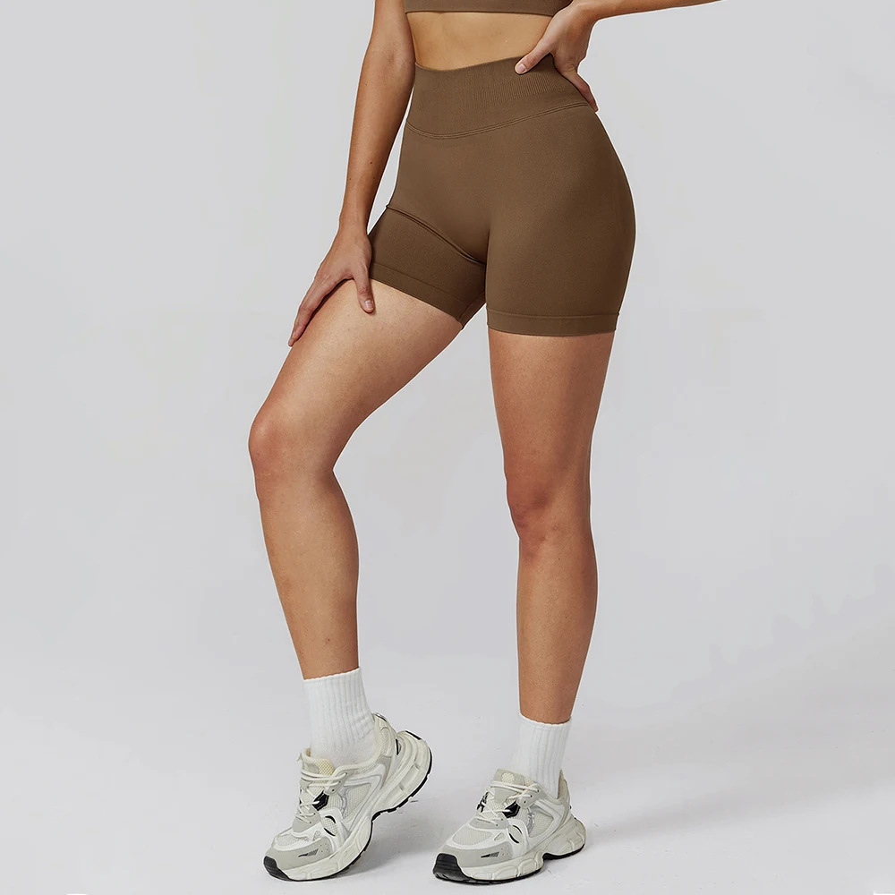 

Seamless Sports Shorts Yoga Shorts Women Yoga Pants Stretchy High Waist Running Cycling Leggings Hip Liftting Solid Gym Shorts