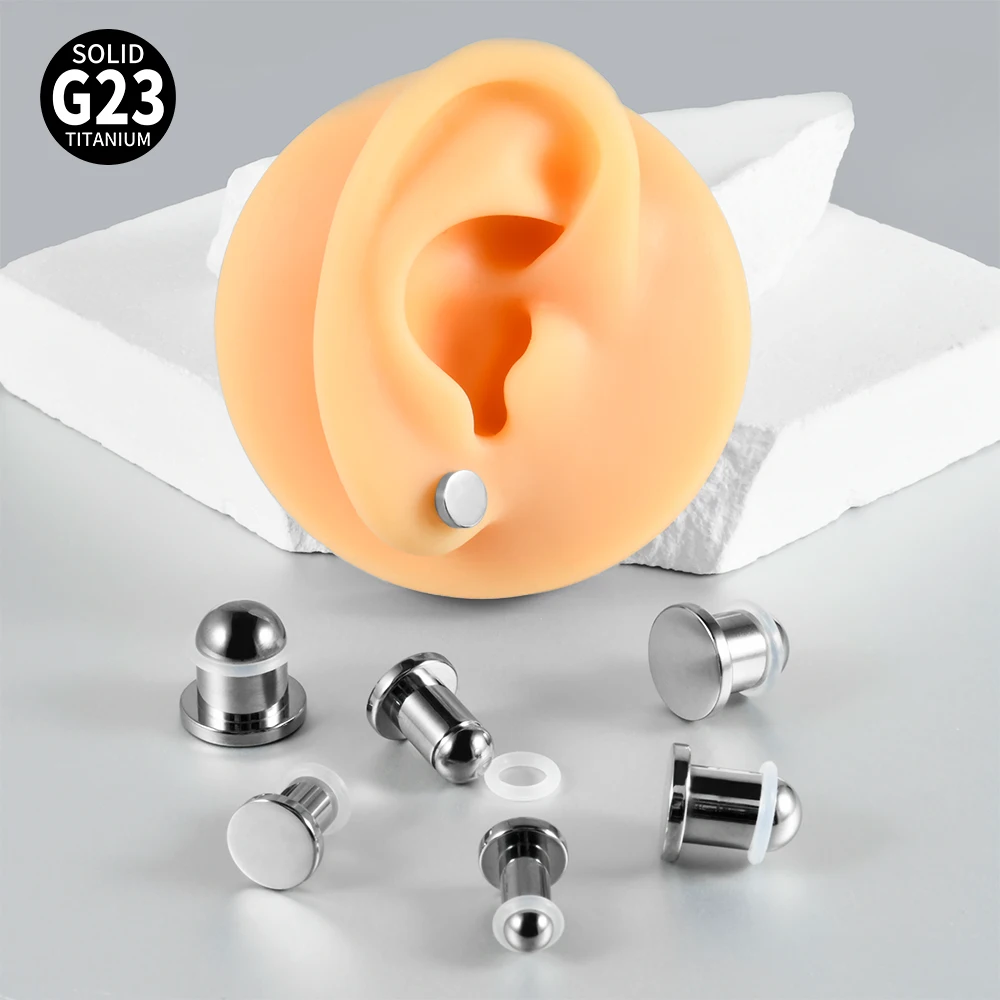 PAIR Solid G23 Titanium Cylinder Ear Plugs Screw/No Thread Stretching Earring Gauges Expander Piercing Jewelry Unisex 1.2-11mm